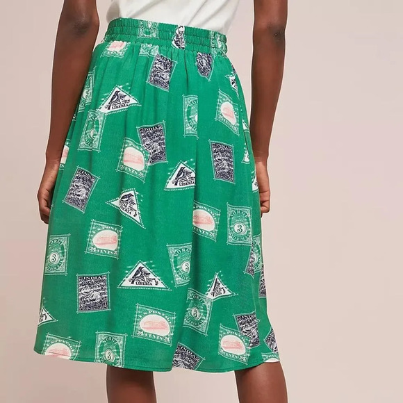 PORRIDGE by ANTHROPOLOGIE NWOT Getaway Printed Skirt in Green - Picture 4 of 11
